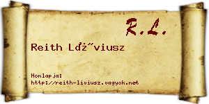 Reith Líviusz névjegykártya